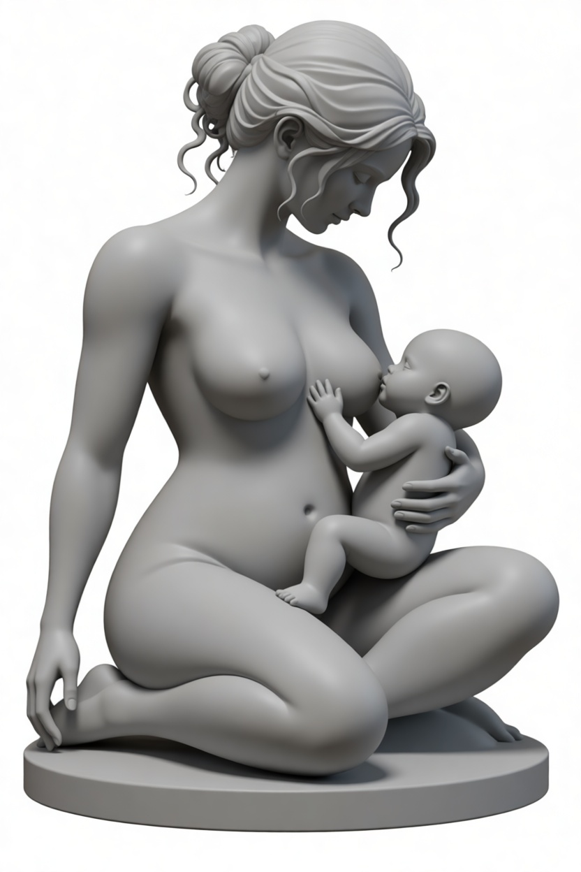 Mother Nursing Infant Sculpture free 3D printable STL