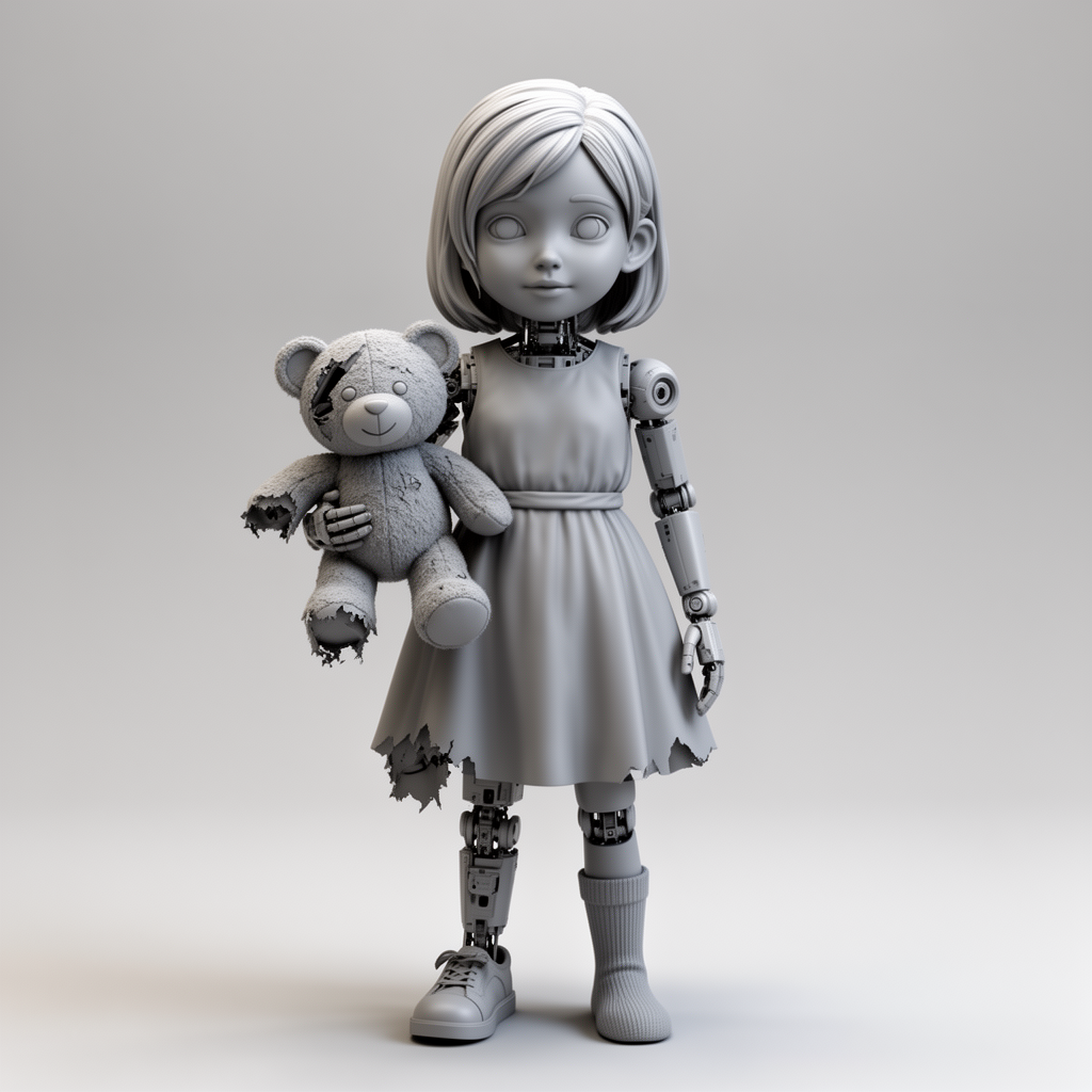 Half-Robot Girl Figurine free 3D printable STL