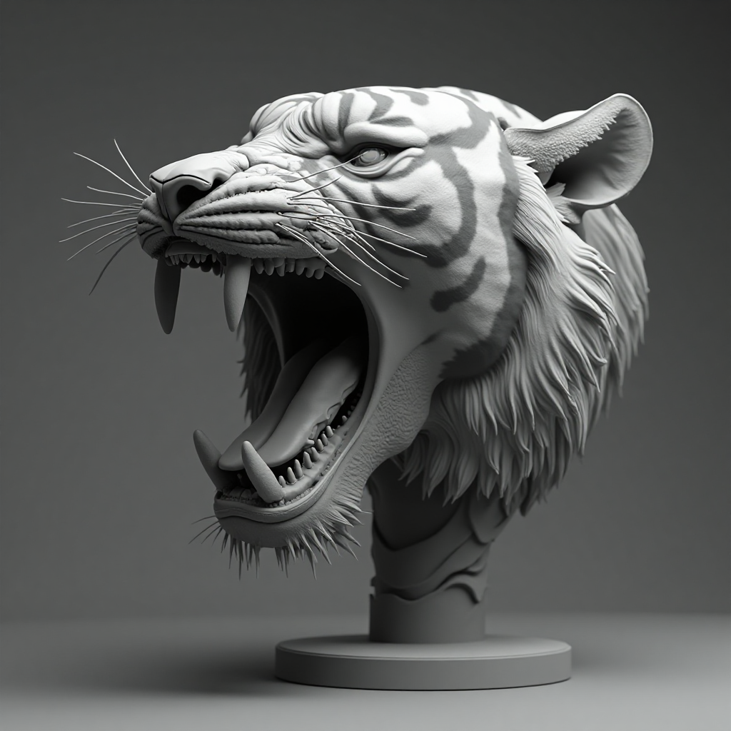 Bengal Tiger Head Bust free 3D printable STL