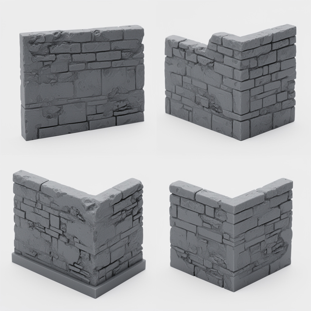 Cemetery Stone Wall Set free 3D printable STL