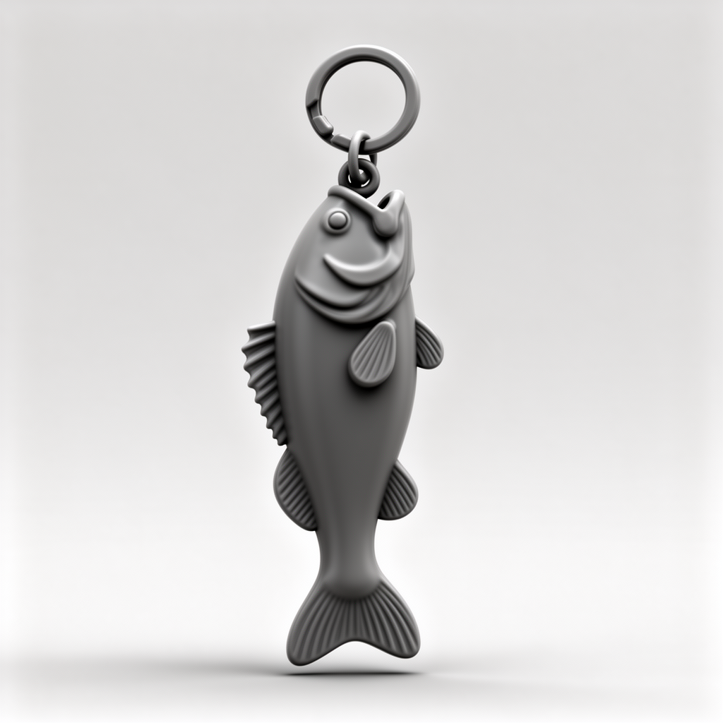 Bass Fish Keychain free 3D printable STL