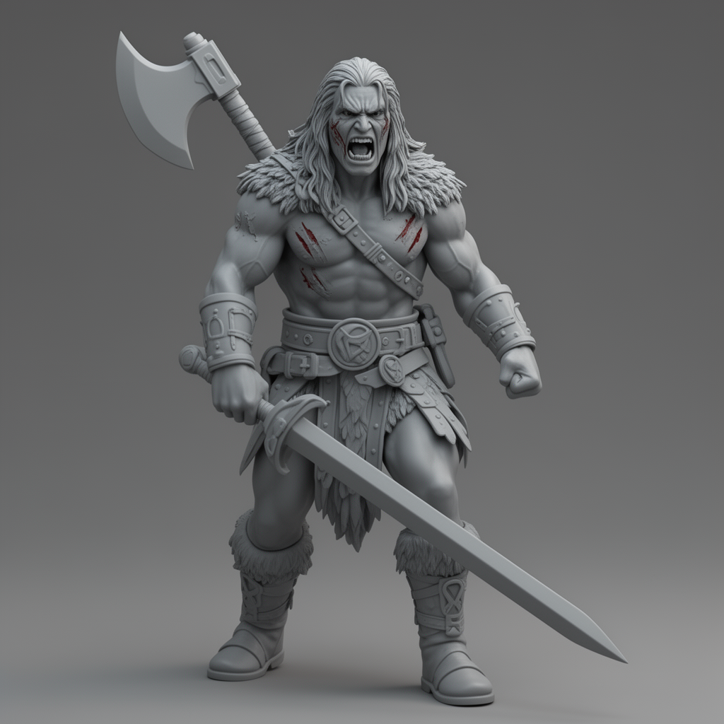 AD&D Barbarian Miniature free 3D printable STL