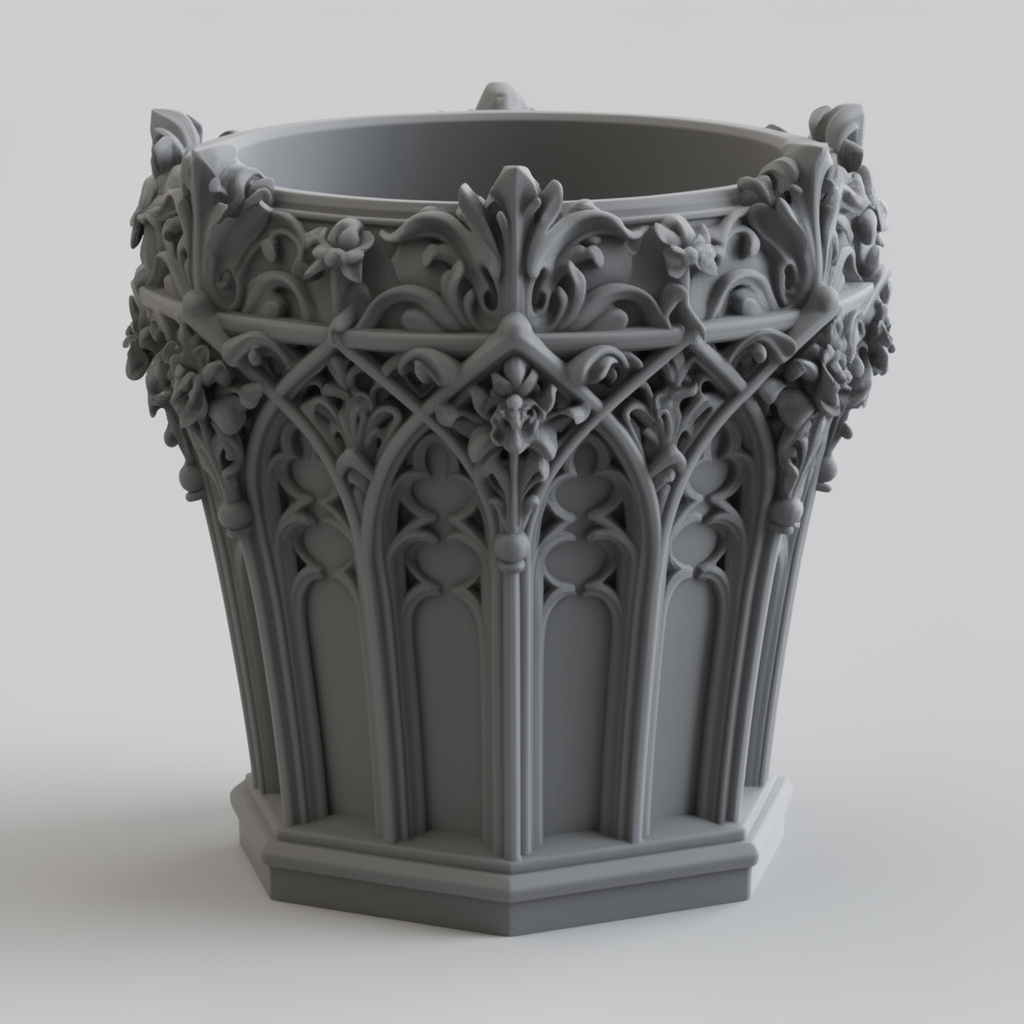 Gothic Baroque Flower Pot free 3D printable STL