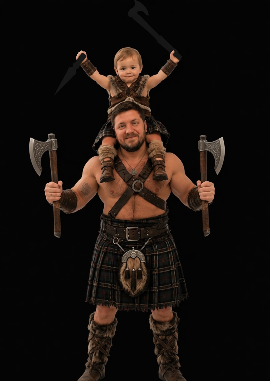 Viking Warrior and Child Figurine free 3D printable STL