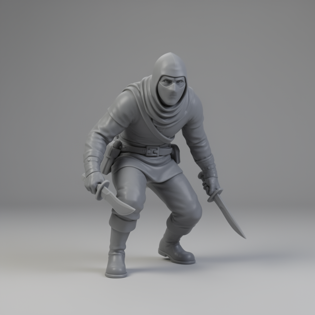 Crouching Thief Figurine free 3D printable STL