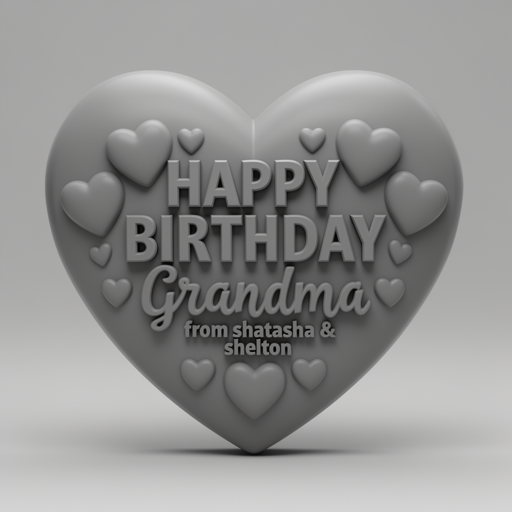 Happy Birthday Grandma Heart free 3D printable STL