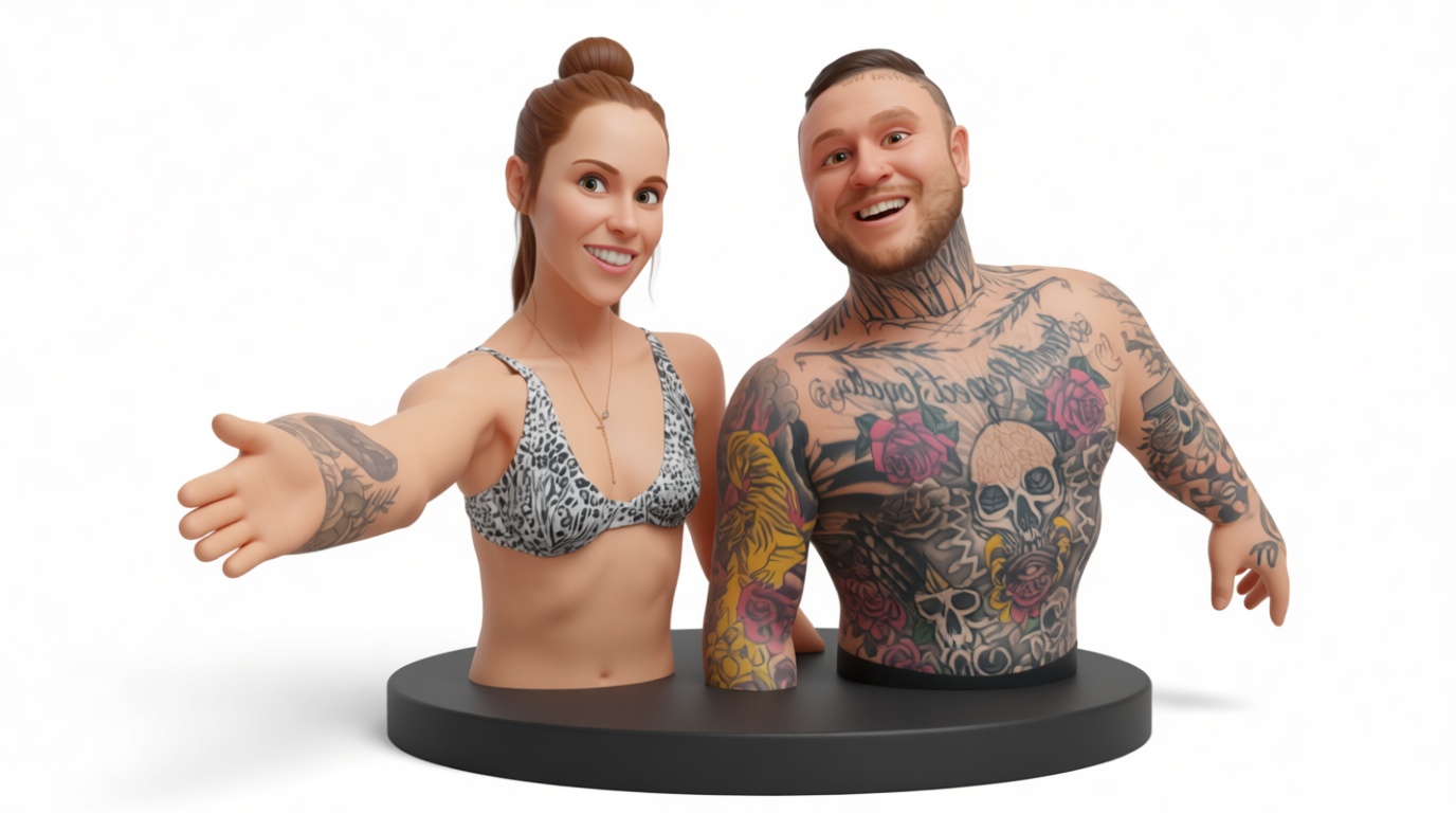 Tattooed Couple Busts free 3D printable STL