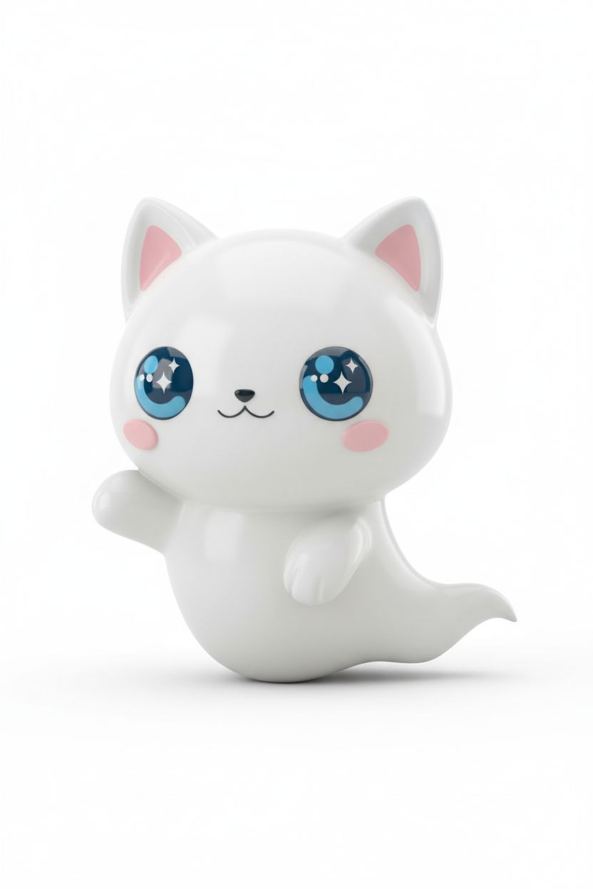 Kawaii Ghost Cat Figurine free 3D printable STL