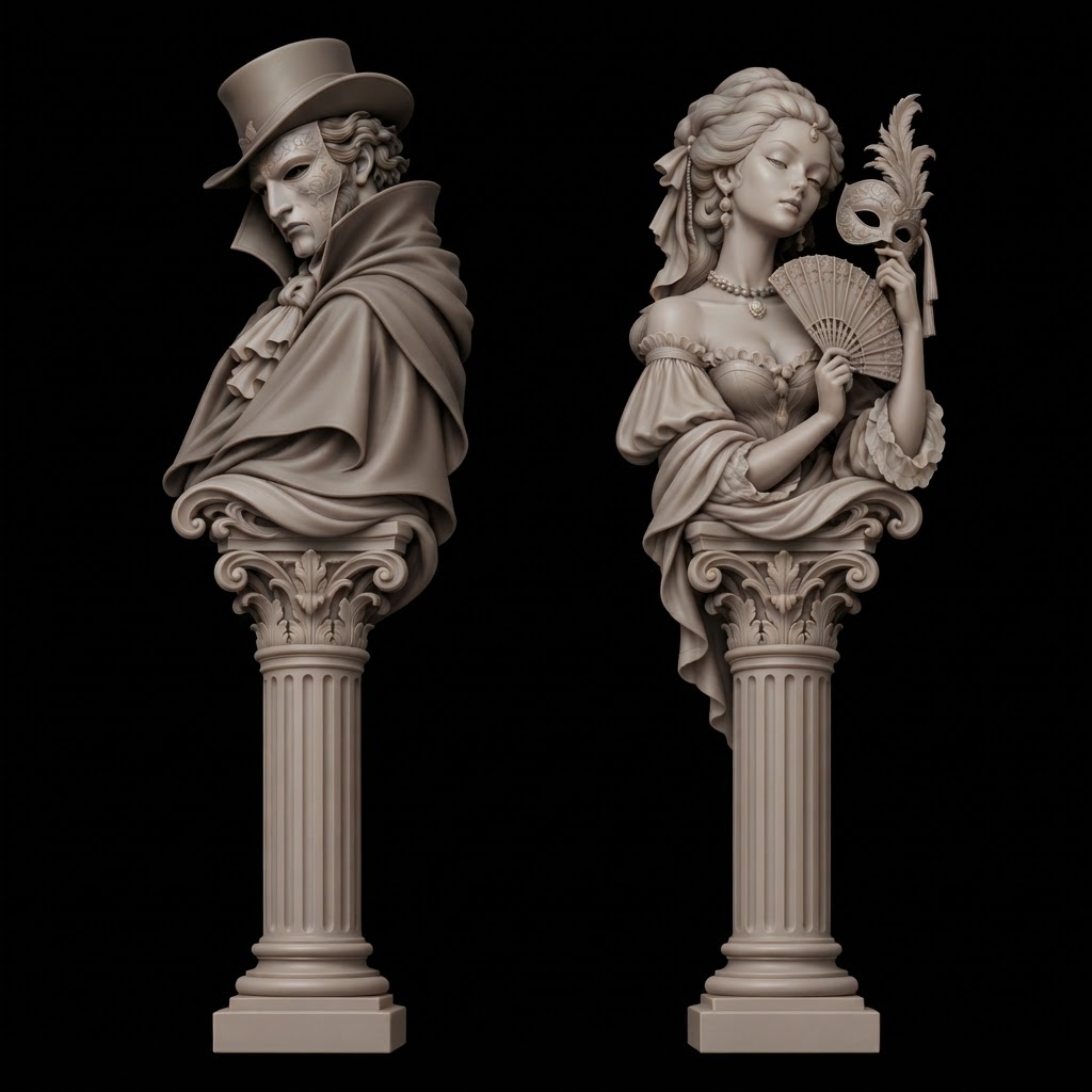 Venetian Masquerade Busts free 3D printable STL
