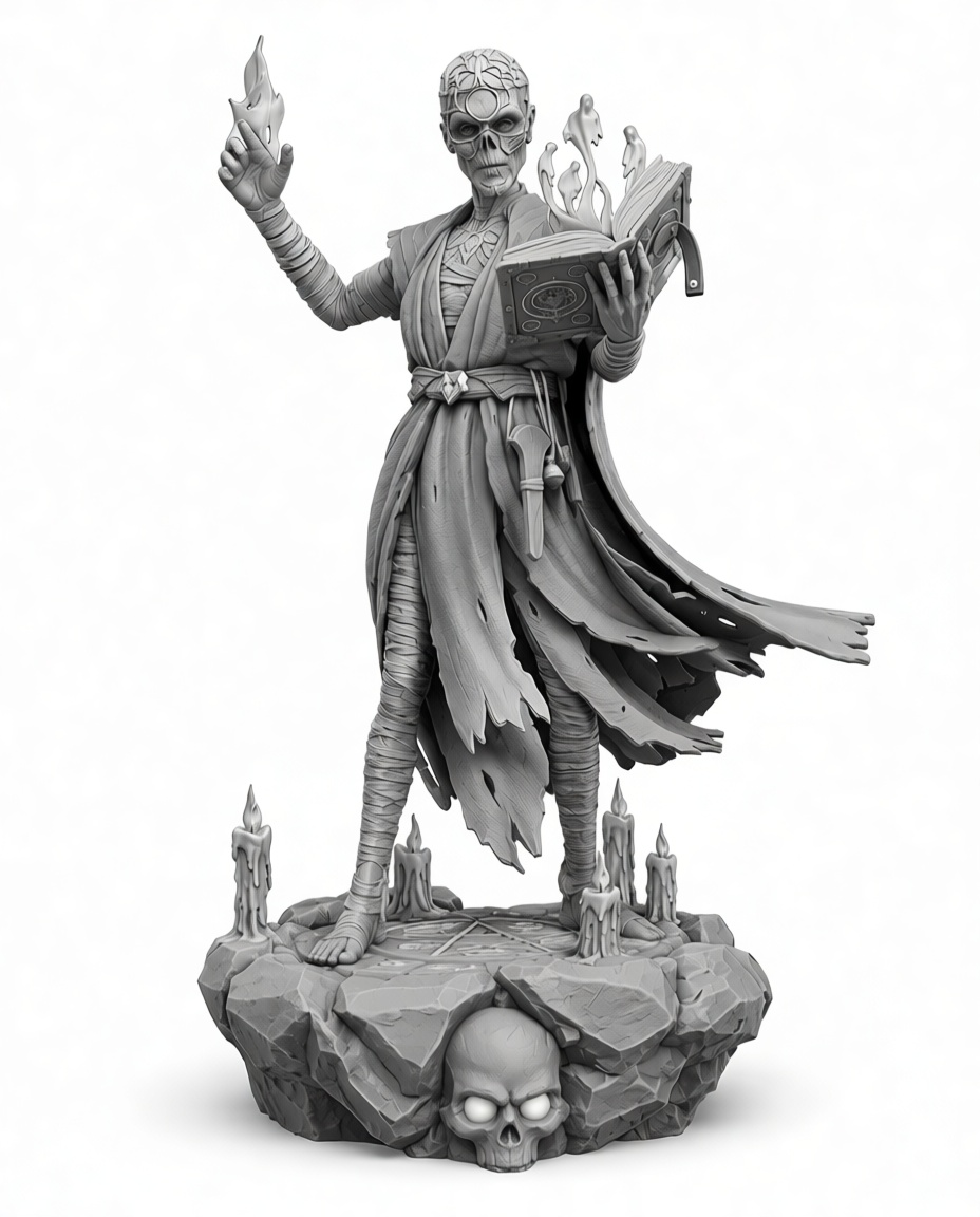 Skeleton Mage Figurine free 3D printable STL