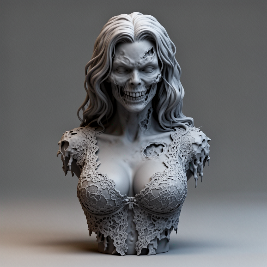 Sexy Female Zombie Bust free 3D printable STL