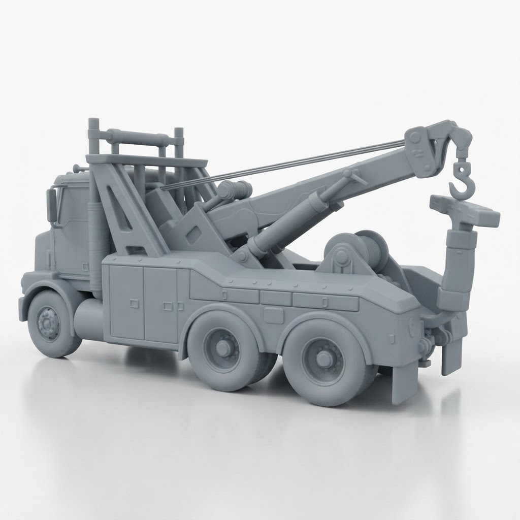 Heavy Duty Tow Truck Model free 3D printable STL