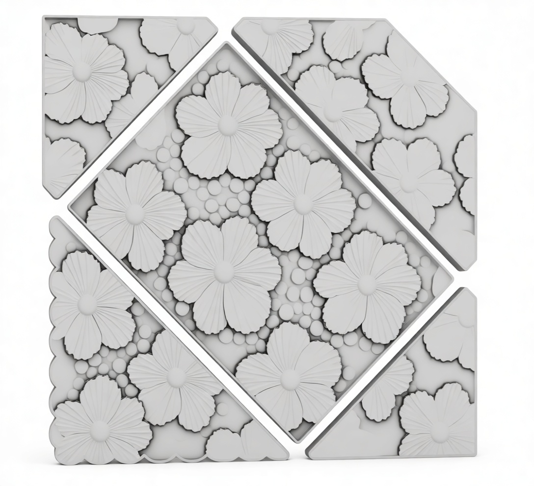 Floral Mosaic Tile Set free 3D printable STL