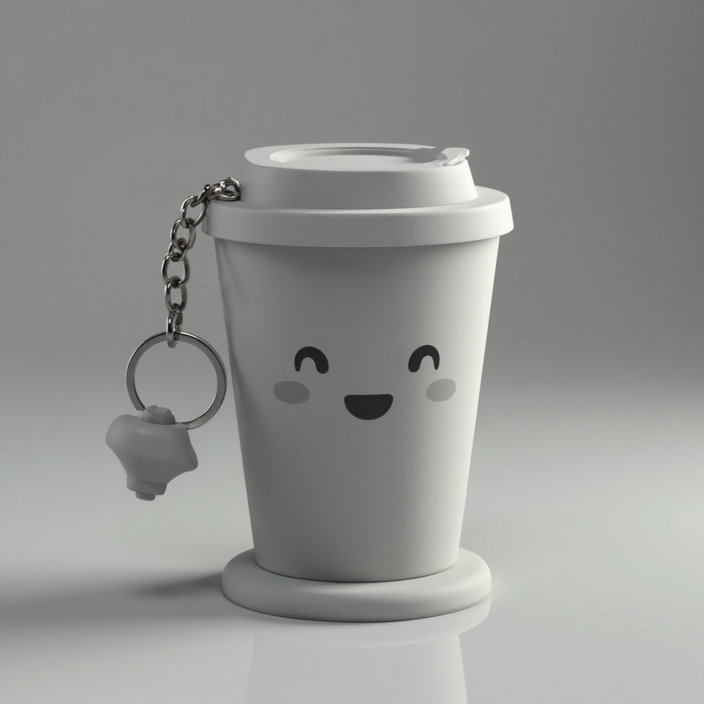 Kawaii Coffee Cup Keychain free 3D printable STL
