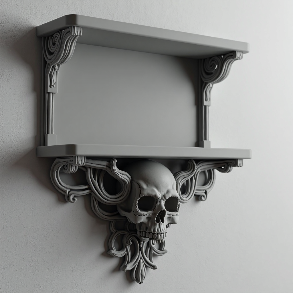 Gothic Skull Wall Shelf free 3D printable STL