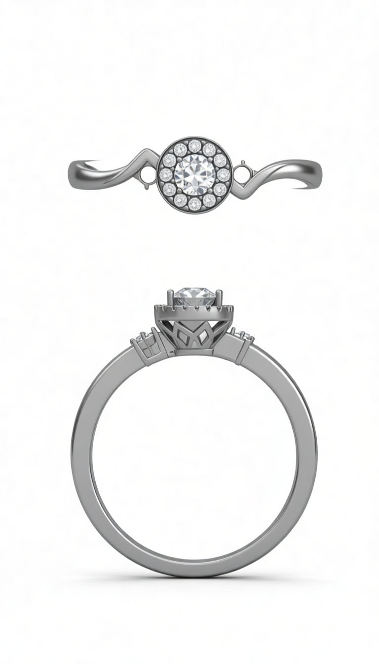 Halo Diamond Engagement Ring free 3D printable STL