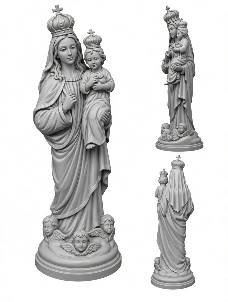 Virgin Mary with Child Statue free 3D printable STL