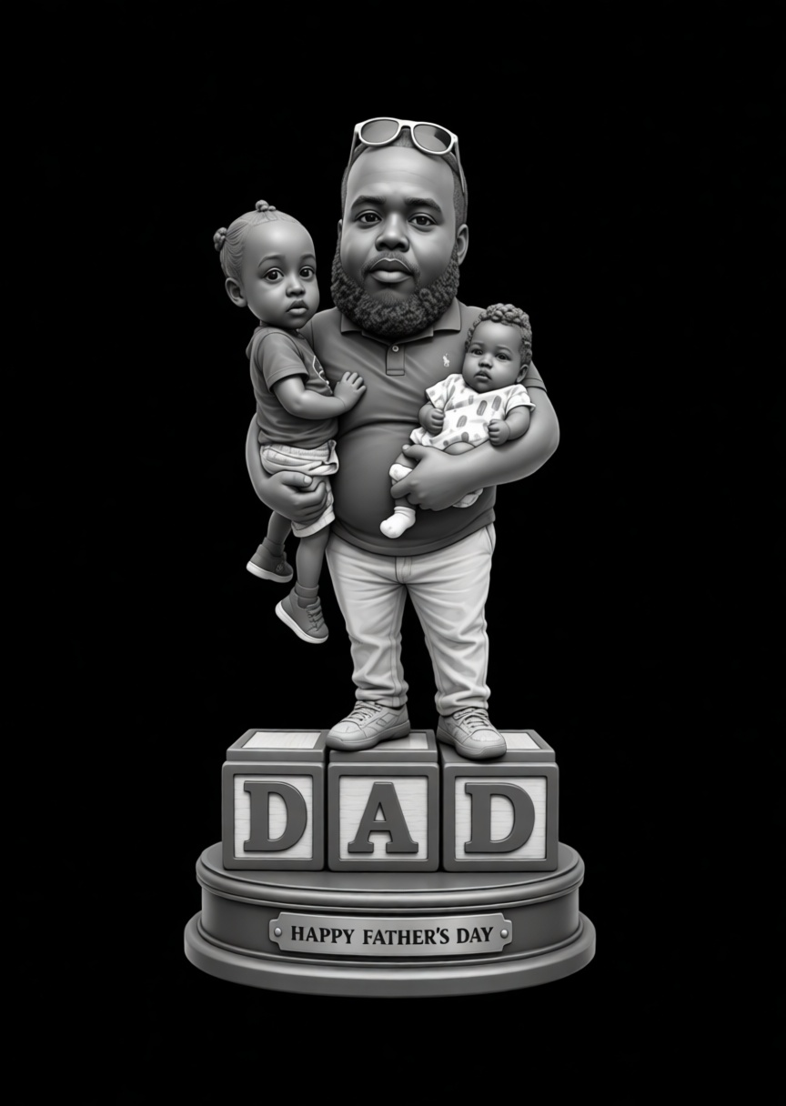 Father with Kids Figurine free 3D printable STL