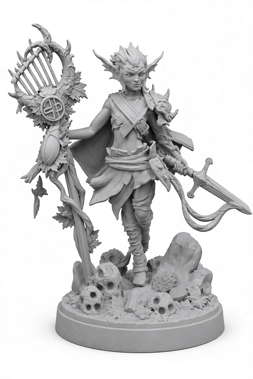Elven Bard Figurine free 3D printable STL