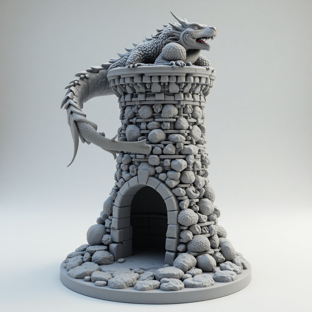 Dragon Tower Figurine free 3D printable STL