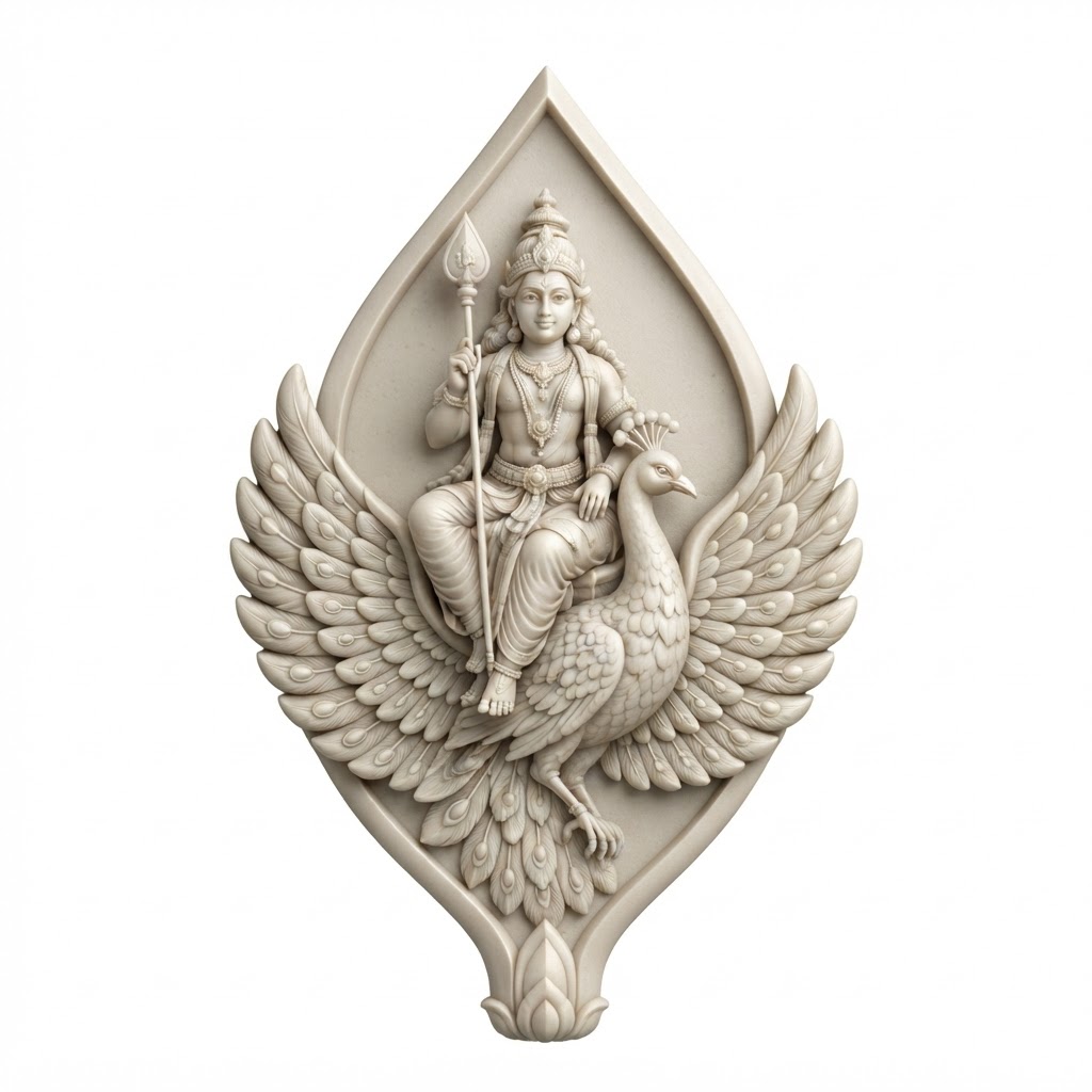 Kartikeya on Peacock Sculpture free 3D printable STL
