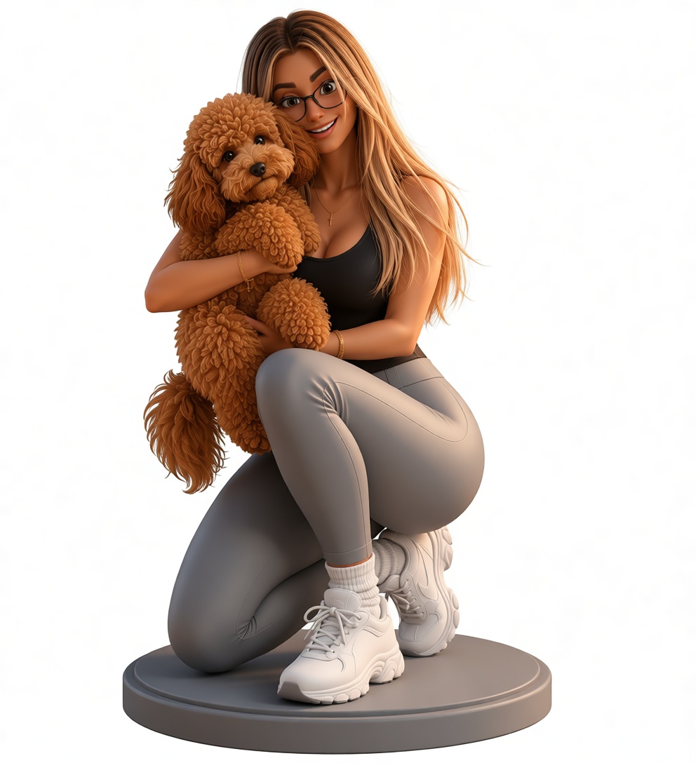 Poodle with Woman Figurine free 3D printable STL