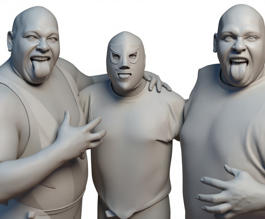 Wrestling Trio Figurine free 3D printable STL