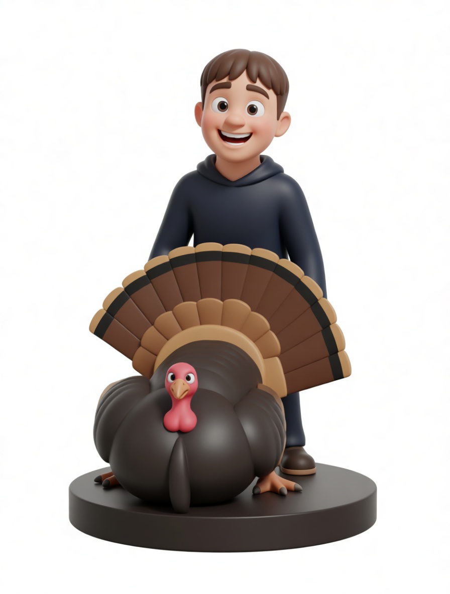 Boy with Turkey Figurine free 3D printable STL