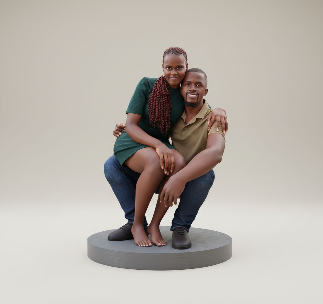 Couple Sitting Sculpture free 3D printable STL
