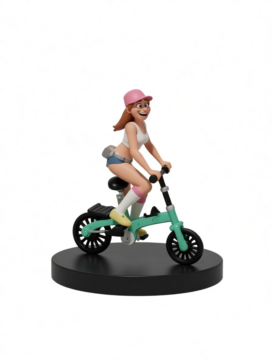 Girl Riding Bike Figurine free 3D printable STL