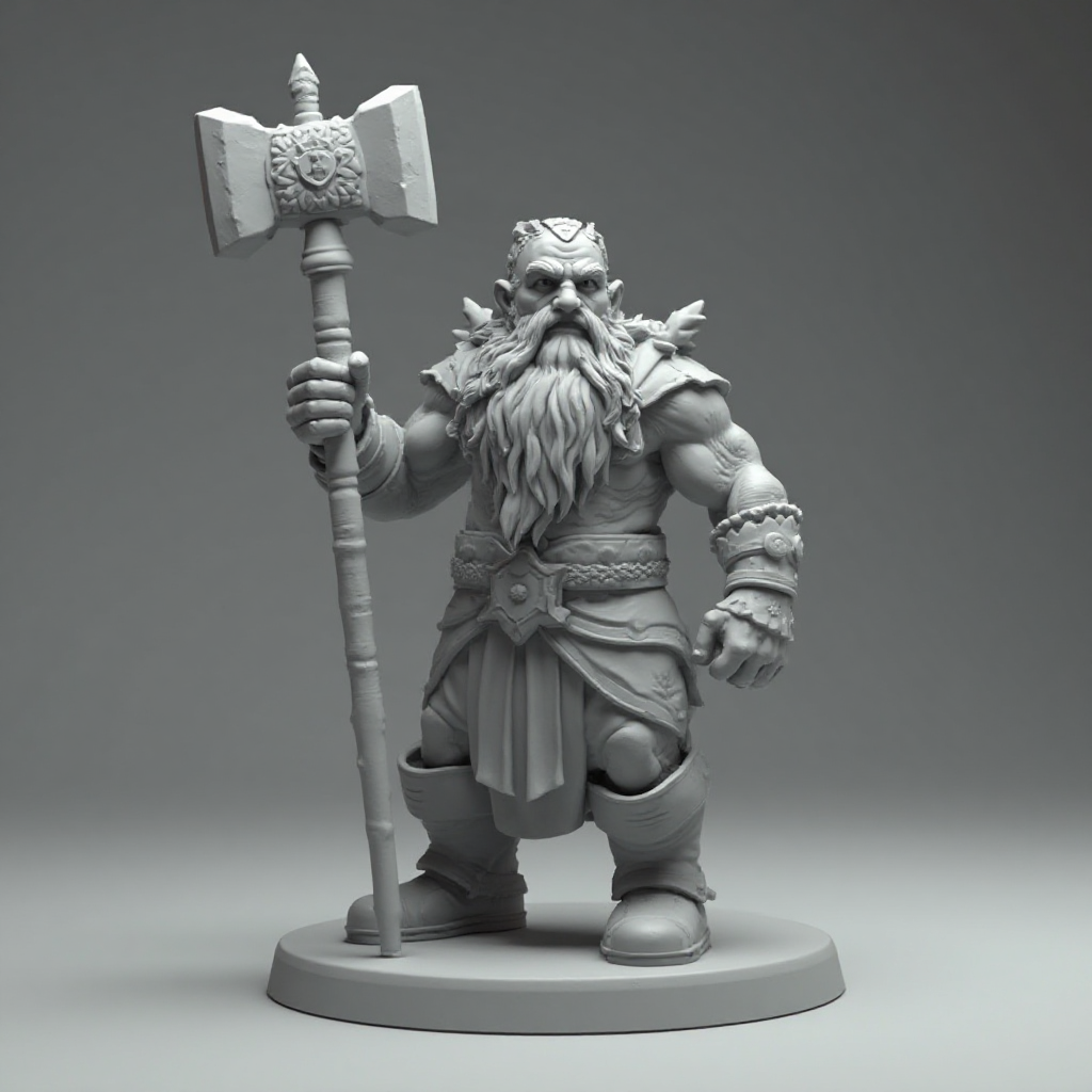 Dwarf Barbarian Figurine free 3D printable STL