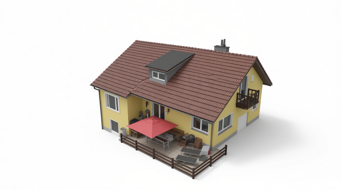 Yellow Suburban House Model free 3D printable STL
