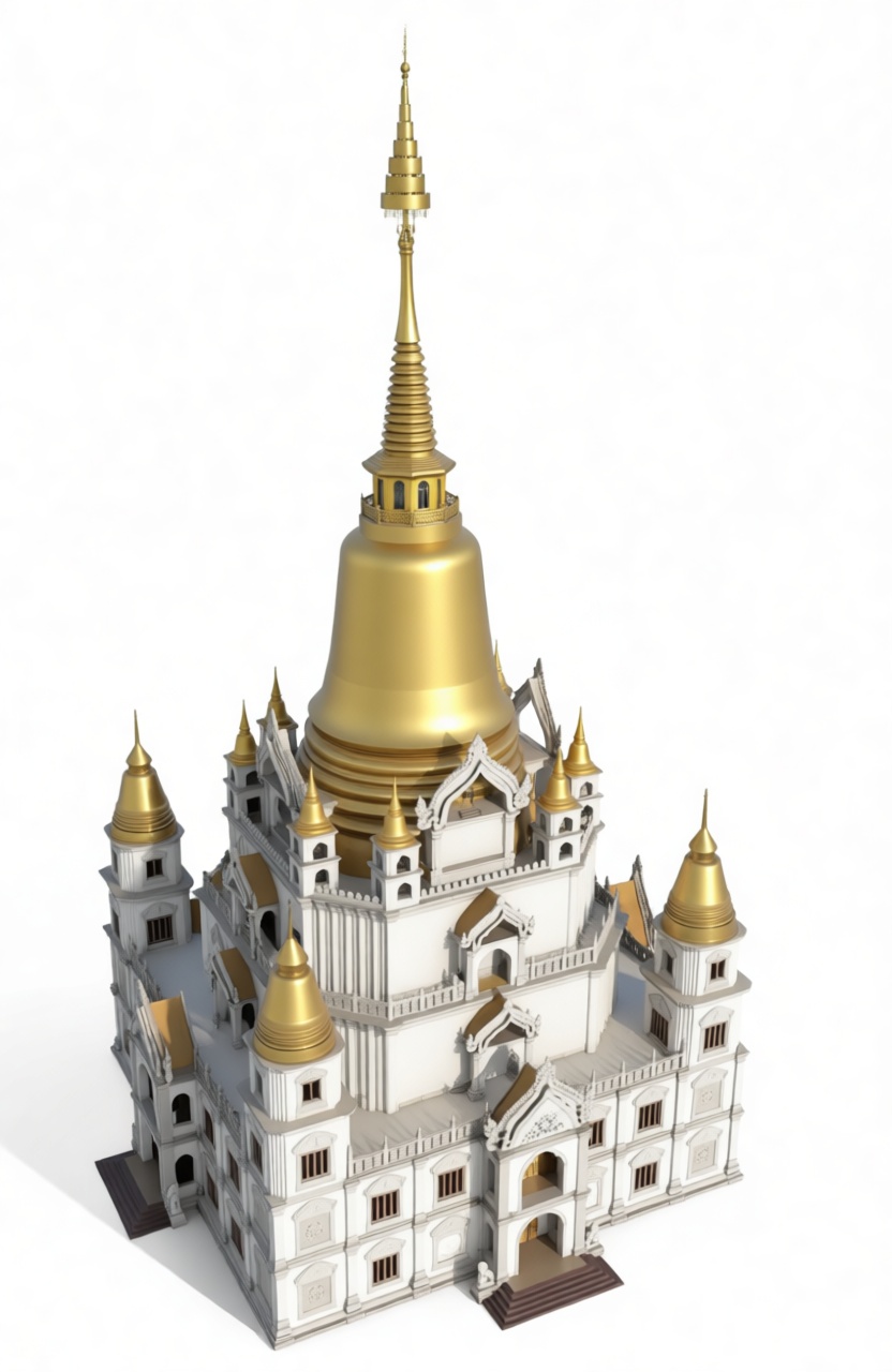 Wat Phra That Hariphunchai Model free 3D printable STL