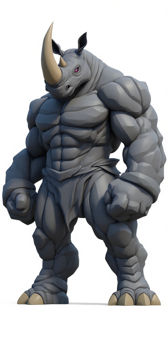 Anthropomorphic Rhino Figure free 3D printable STL