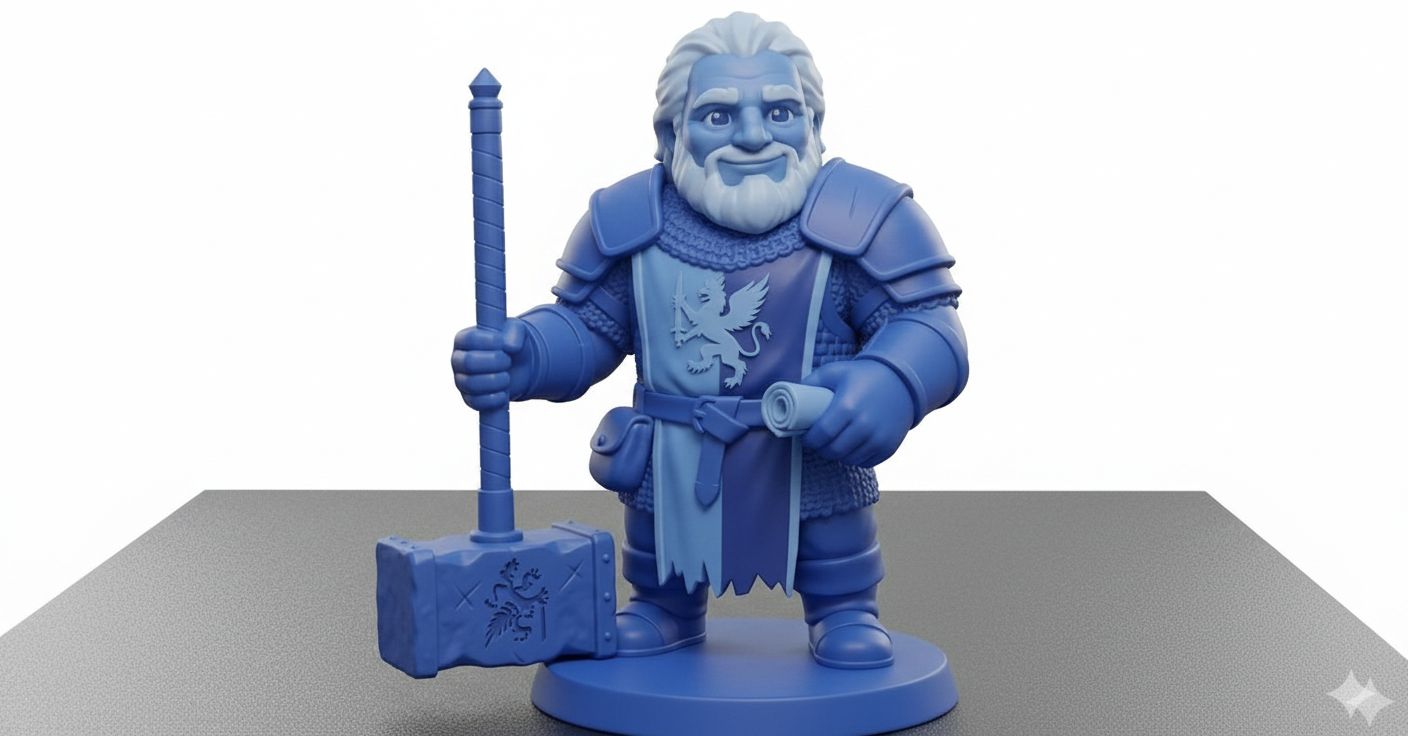Dwarf Hammer Warrior Figurine free 3D printable STL