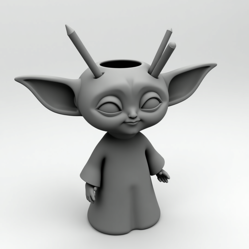 Baby Yoda Pen Holder free 3D printable STL