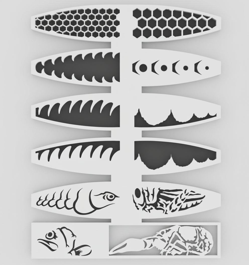 Fish Bone Stencil Set free 3D printable STL