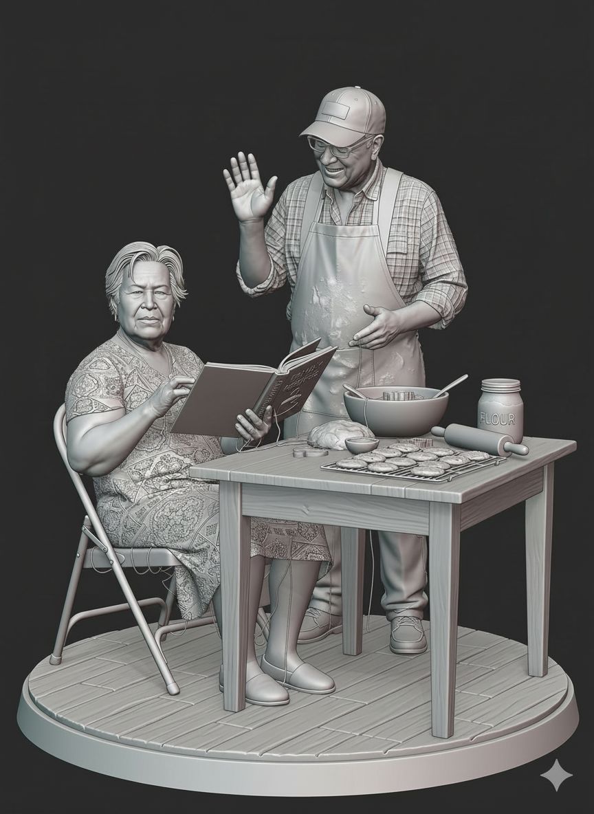 Couple Baking Scene Figurine free 3D printable STL