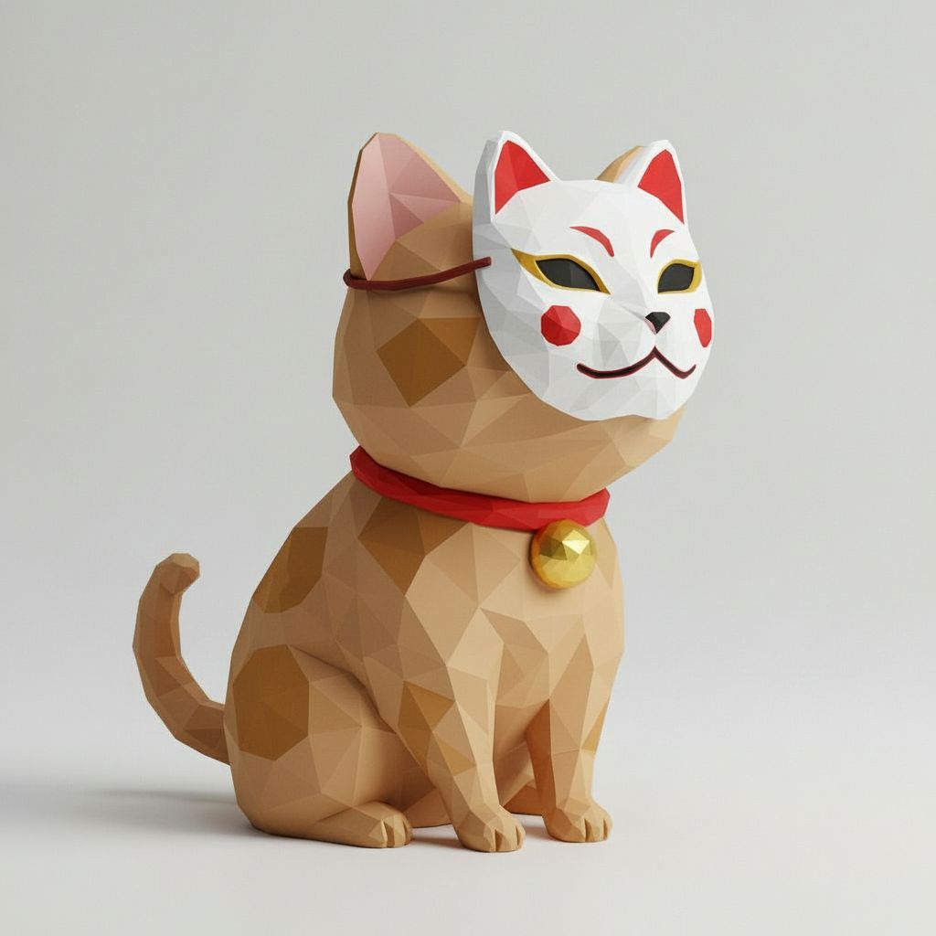 Polygonal Cat Figurine free 3D printable STL