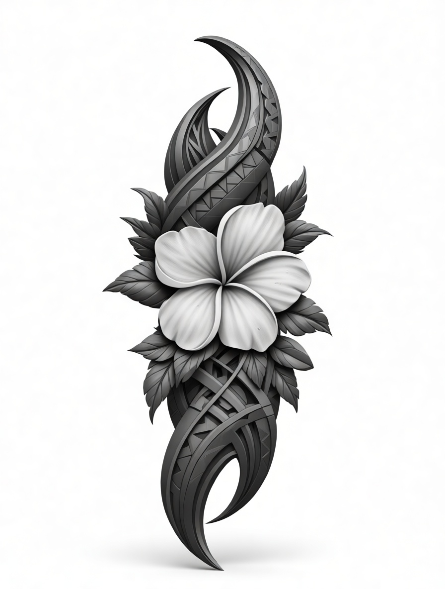 Hibiscus Polynesian Tattoo Sculpture free 3D printable STL