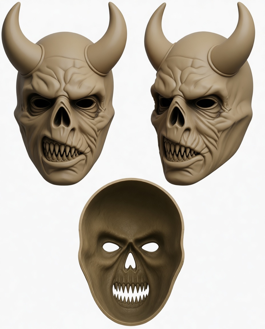 Demon Skull Mask free 3D printable STL