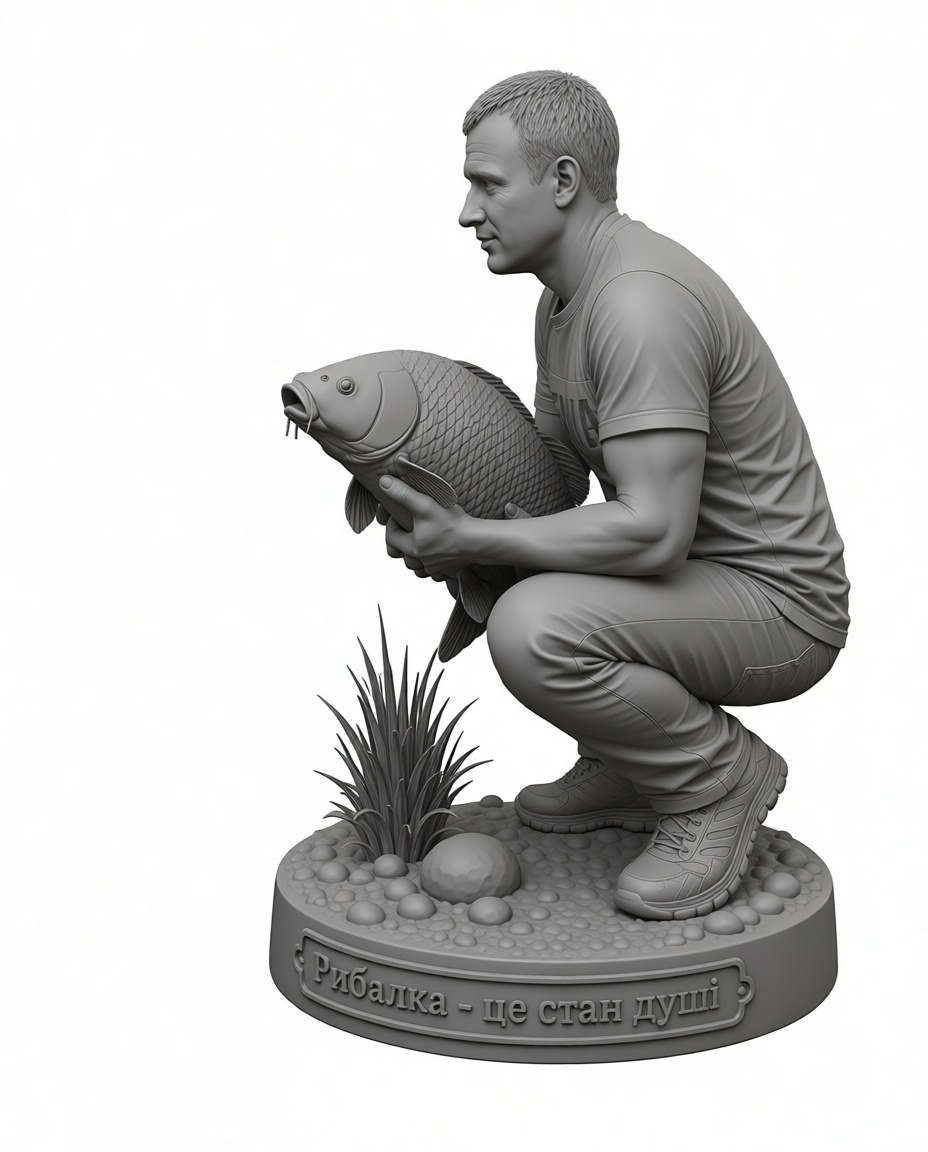 Fisherman Holding Carp Figurine free 3D printable STL