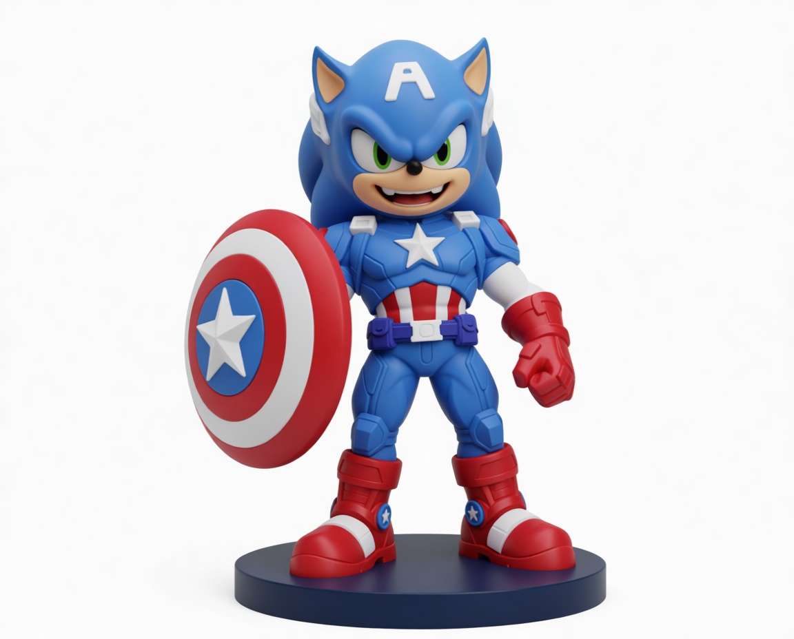 Sonic Captain America Figurine free 3D printable STL