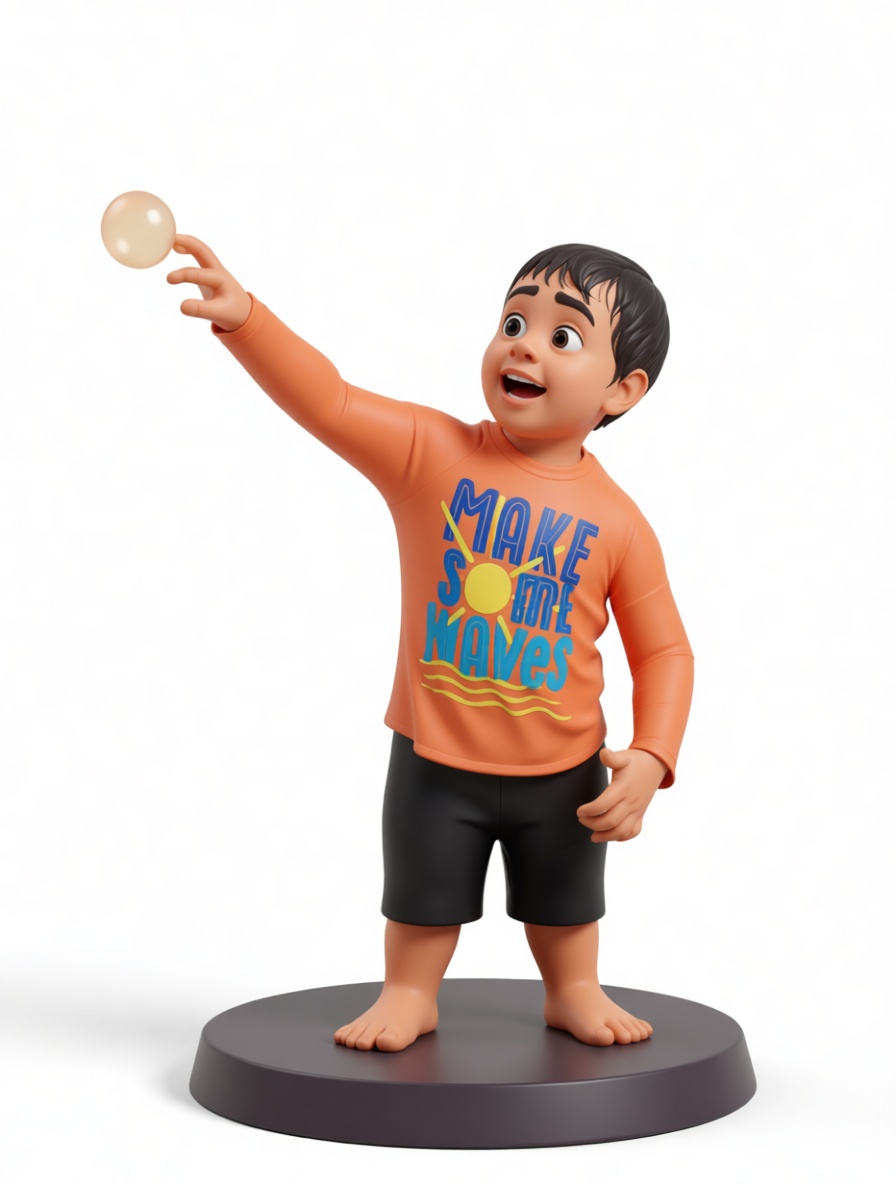 Boy with Bubble Figurine free 3D printable STL