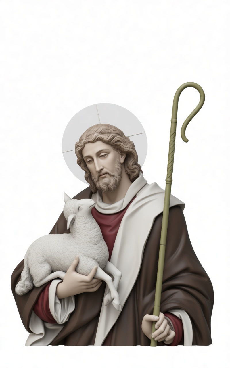 Jesus Good Shepherd Sculpture free 3D printable STL