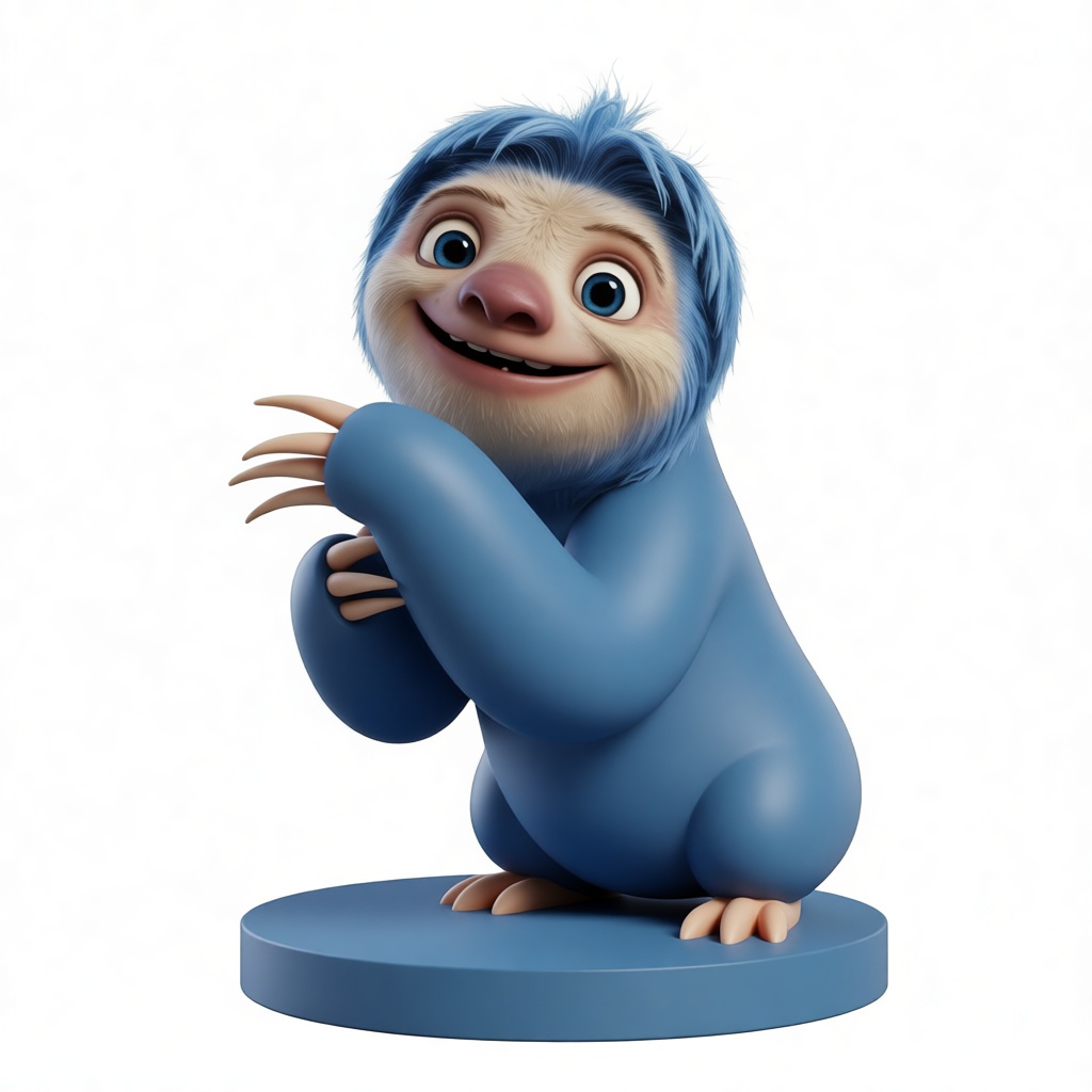 Flossy Blue Sloth Figurine free 3D printable STL