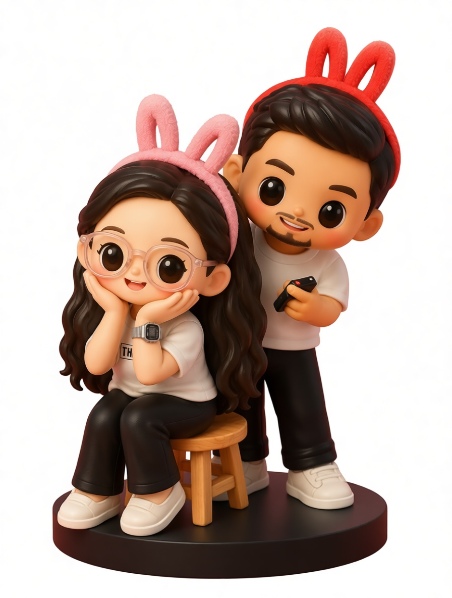 Couple Bunny Ears Figurine free 3D printable STL