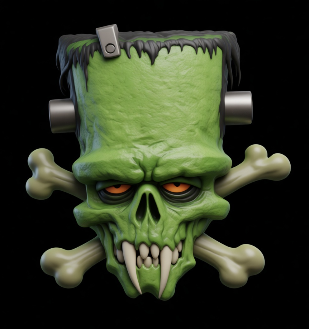 Frankenstein Skull Emblem free 3D printable STL