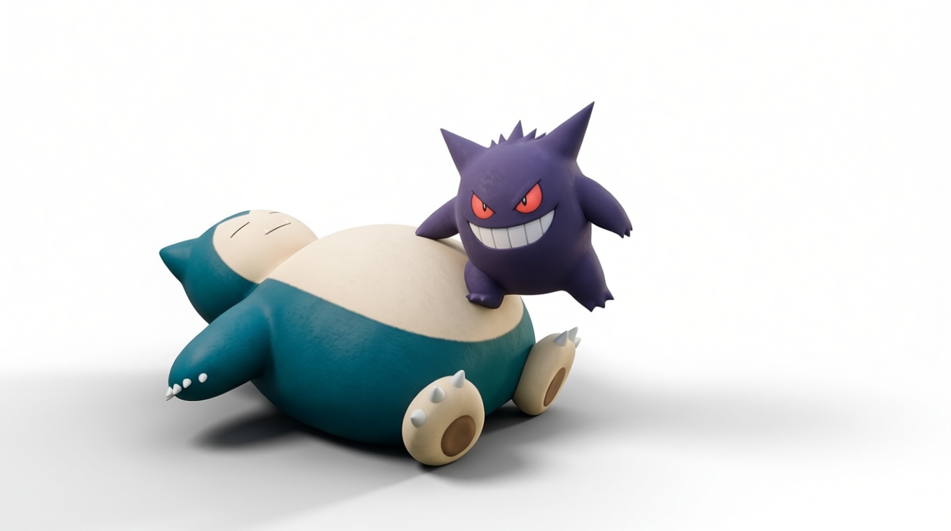 Snorlax and Gengar Figurines free 3D printable STL