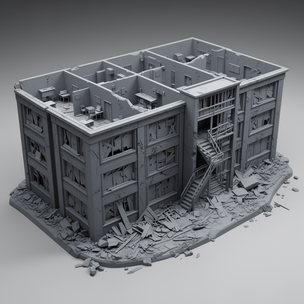 Rundown School Model free 3D printable STL